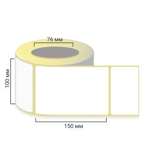 Термоэтикетки 100х150 мм, ЭКО, 1000 шт./р., диаметр втулки 76 мм (2,9 дюйма)