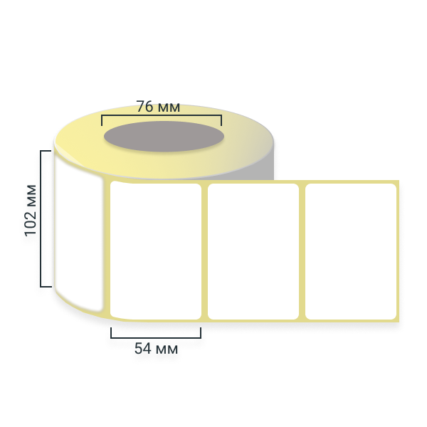 Термоэтикетки 102х54 мм, ЭКО, 3000 шт./р., диаметр втулки 76 мм (2,9 дюйма)