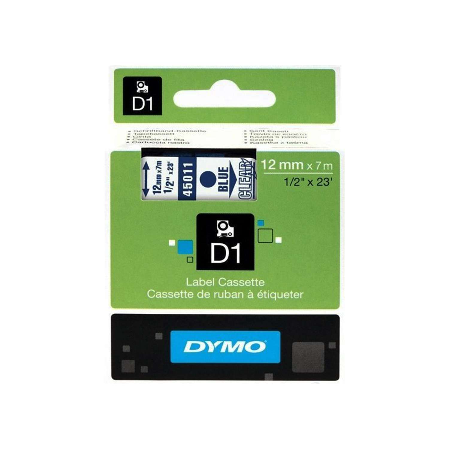 Картридж Dymo 45011/S0720510 для принтера этикеток, 12 мм x 7 м, голубой шрифт на прозрачной ленте