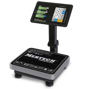 Торговые напольные весы Mertech M-ER 333 ACPU-60.20 с расч. стоимости, LCD, предел взвешивания (НПВ) 60 кг., дискретность 20 г. 3167