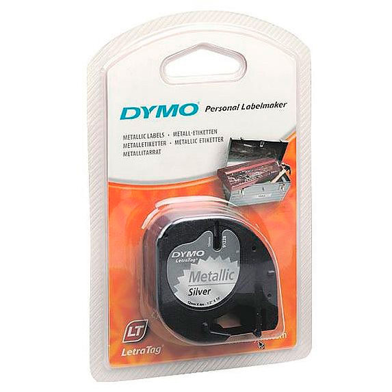 Картридж Dymo 91208/S0721730 для принтера этикеток, 12 мм x 4 м, черный шрифт на металлизированной ленте