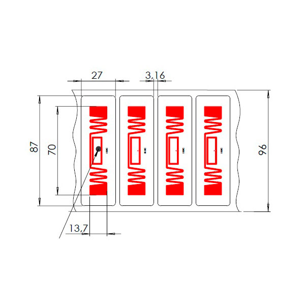 RFID метка ISBC Метка ISBC Labels 87х27 UHF, UCODE8, crystal adhesive (70x13,7) 100-21980