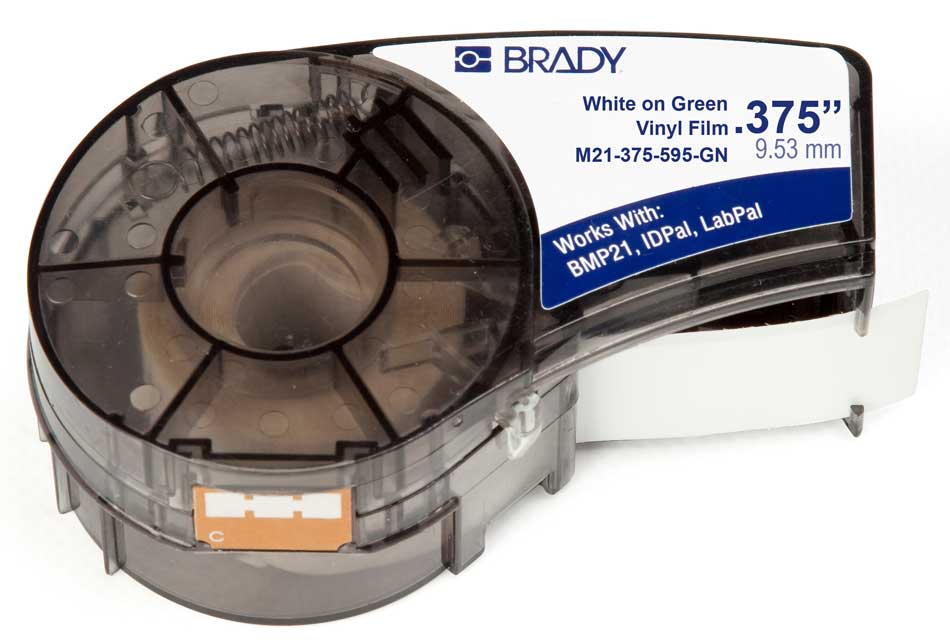 Лента Brady M21-375-595-GN,9.53 мм/6.4 м, винил, белый на зеленом brd142802