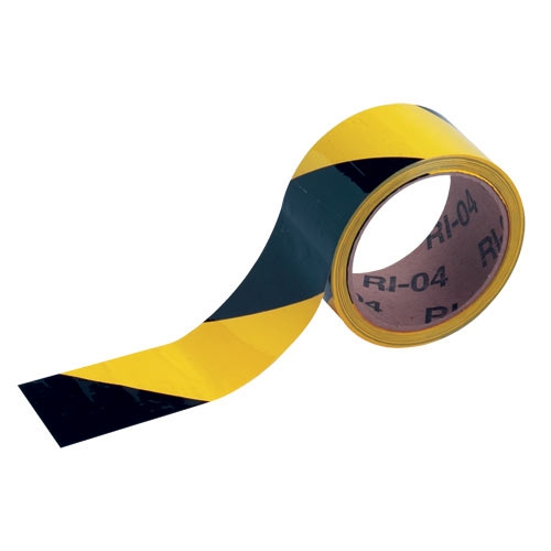 Прочная напольная маркировочная лента для разметки, черно-желтая, 50 мм*16.5м, B-950 (самоклеящийся винил) gws55302