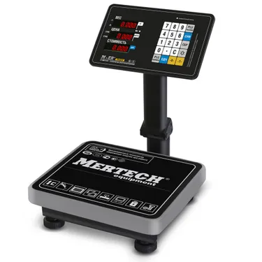 Торговые напольные весы Mertech M-ER 333 ACPU-60.20 с расч. стоимости LED предел взвешивания (НПВ) 60 кг., дискретность 20 г. 3166