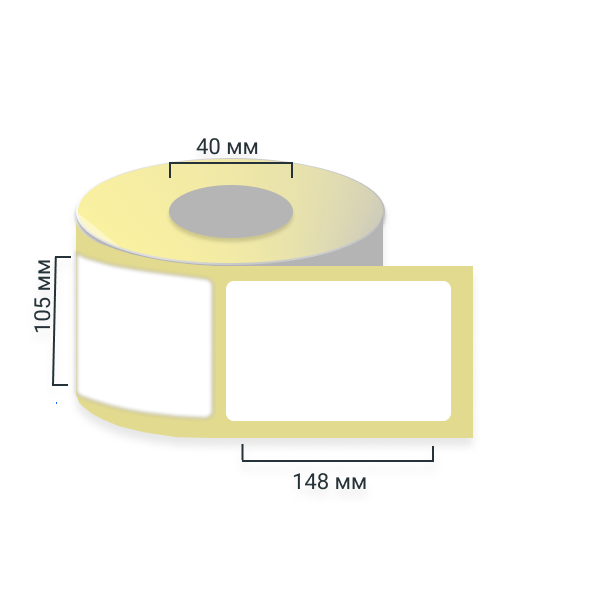 Термоэтикетки 105х148 мм, ЭКО, 500 шт/р, диаметр втулки 40 мм (1,5 дюйма)