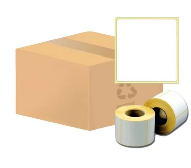 Термотрансферные этикетки 58х60 мм, полуглянец, 500 шт/р, 60 рул/коробка, диаметр втулки 40 мм (1,5 дюйма)