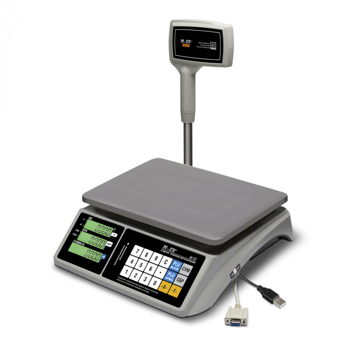 Торговые настольные весы Mertech M-ER 328 ACPX-15.2 Touch-m LCD, RS232 и USB, наибольший предел взвешивания (НПВ) 15 кг., дискретность 2 г. 3154
