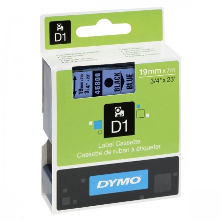 Картридж Dymo 45806/S0720860 для принтера этикеток, 19 мм x 7 м, черный шрифт на синей ленте