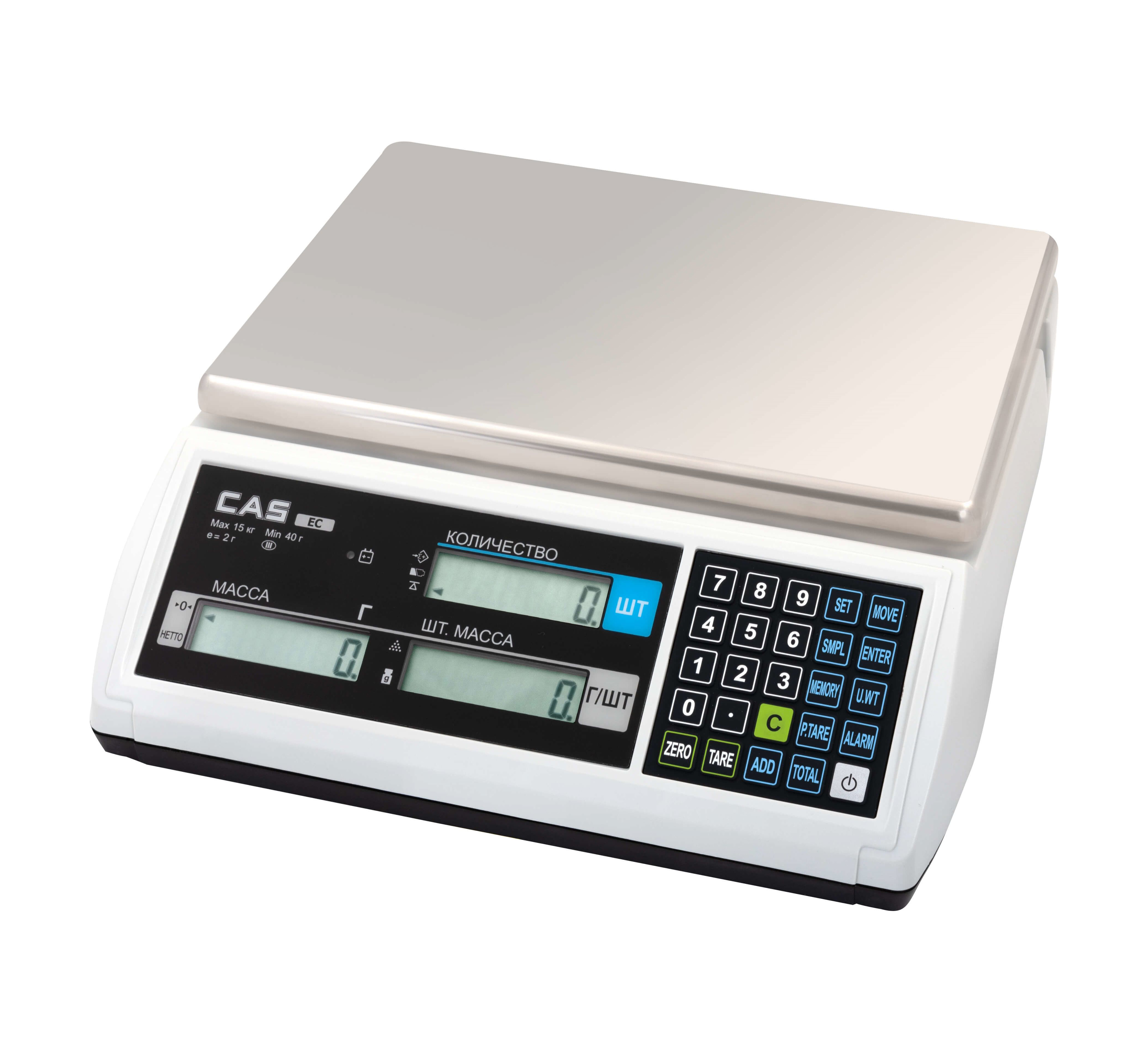 Счетные весы CAS EC-15 RS-232, наибольший предел взвешивания (НПВ) 15 кг., дискретность 2 г.