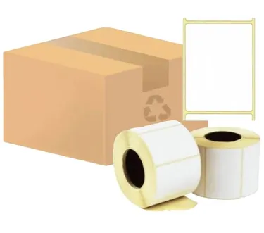 Термоэтикетки 75х120 мм, ЭКО, 300 шт./р., 34 рул./коробка, диаметр втулки 40 мм (1,5 дюйма)