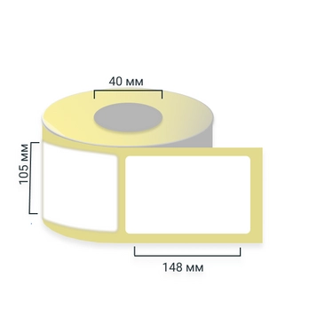 Термотрансферные этикетки 105х148 мм, полуглянец, 500 шт/р, диаметр втулки 40 мм (1,5 дюйма)