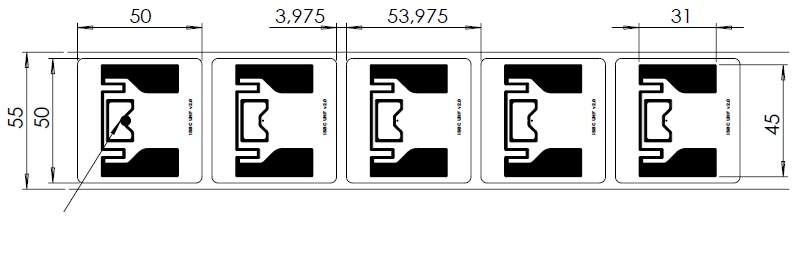 RFID метка ISBC Labels 50х50 UHF, UCODE8, paper adhesive (45x31) 100-24129