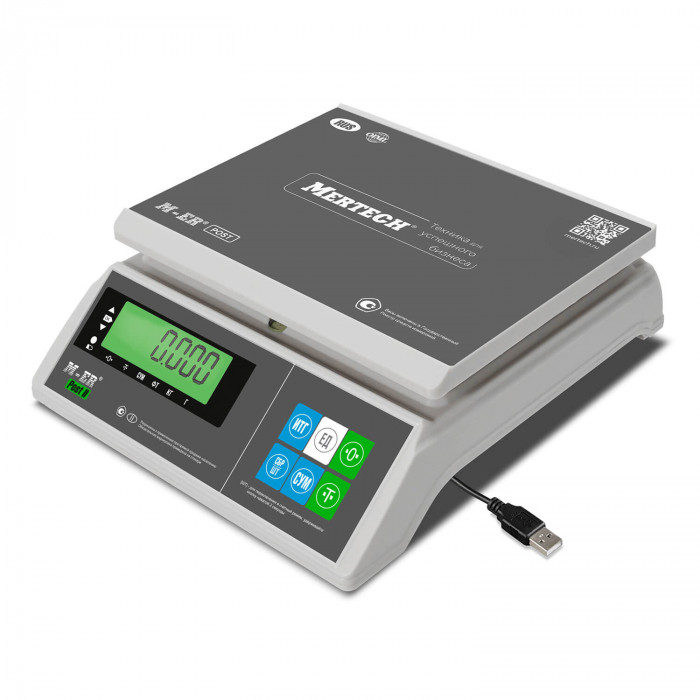 Фасовочные настольные весы Mertech M-ER 326 AFU-6.01 Post II LCD, USB, предел взвешивания (НПВ) 6 кг., дискретность 0,1 г. 3105