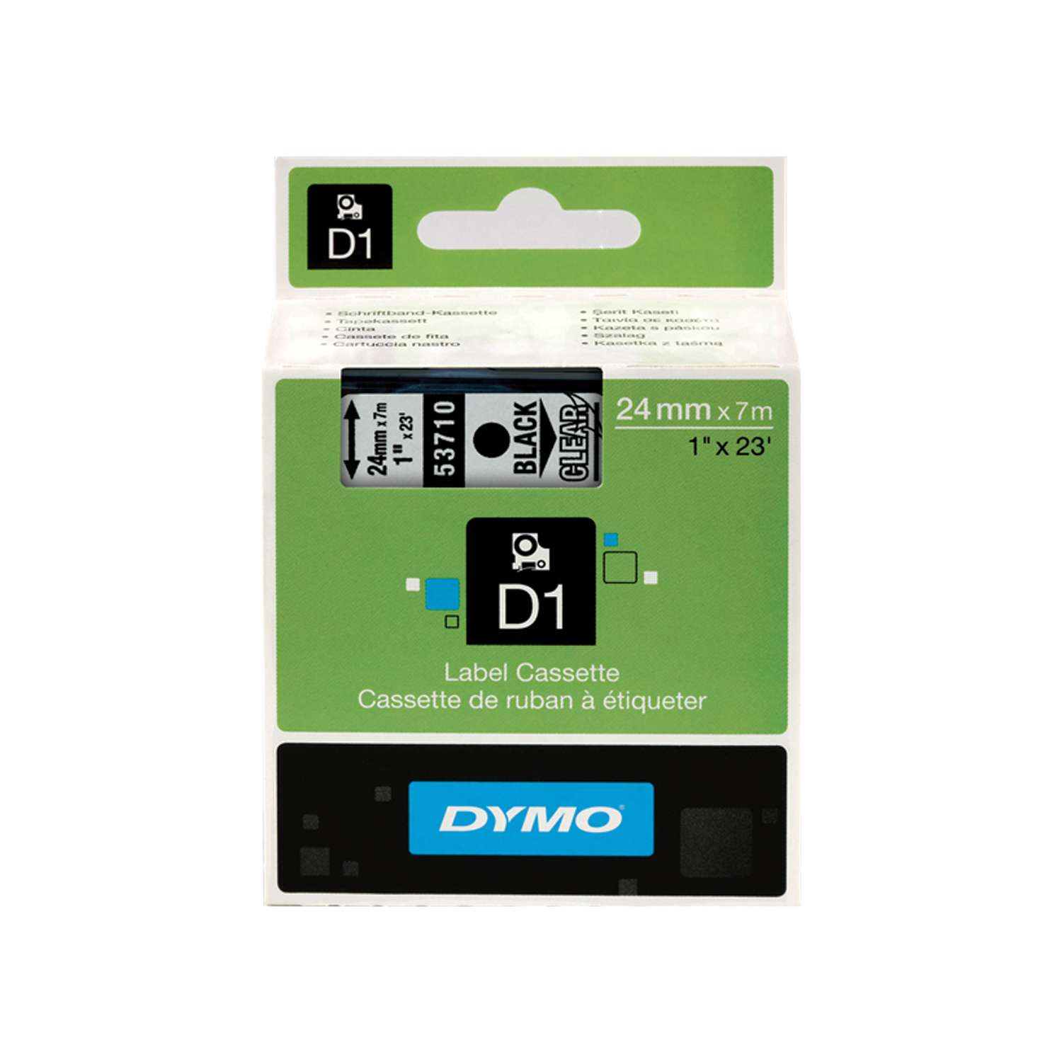 Картридж Dymo 53710/S0720920 для принтера этикеток, 24 мм x 7 м, черный шрифт на прозрачной ленте