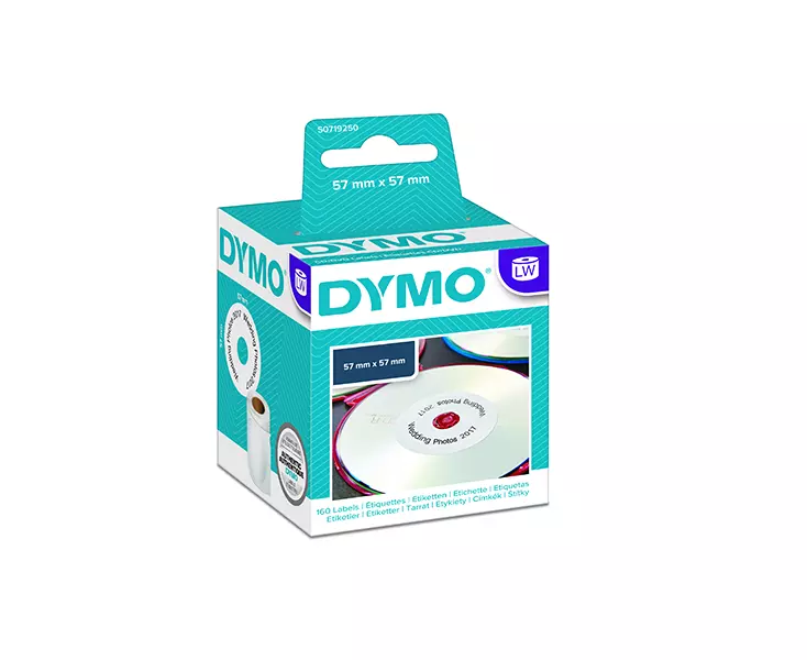 Этикетки Dymo для CD/DVD белые диам. 57мм 160шт/рул S0719250