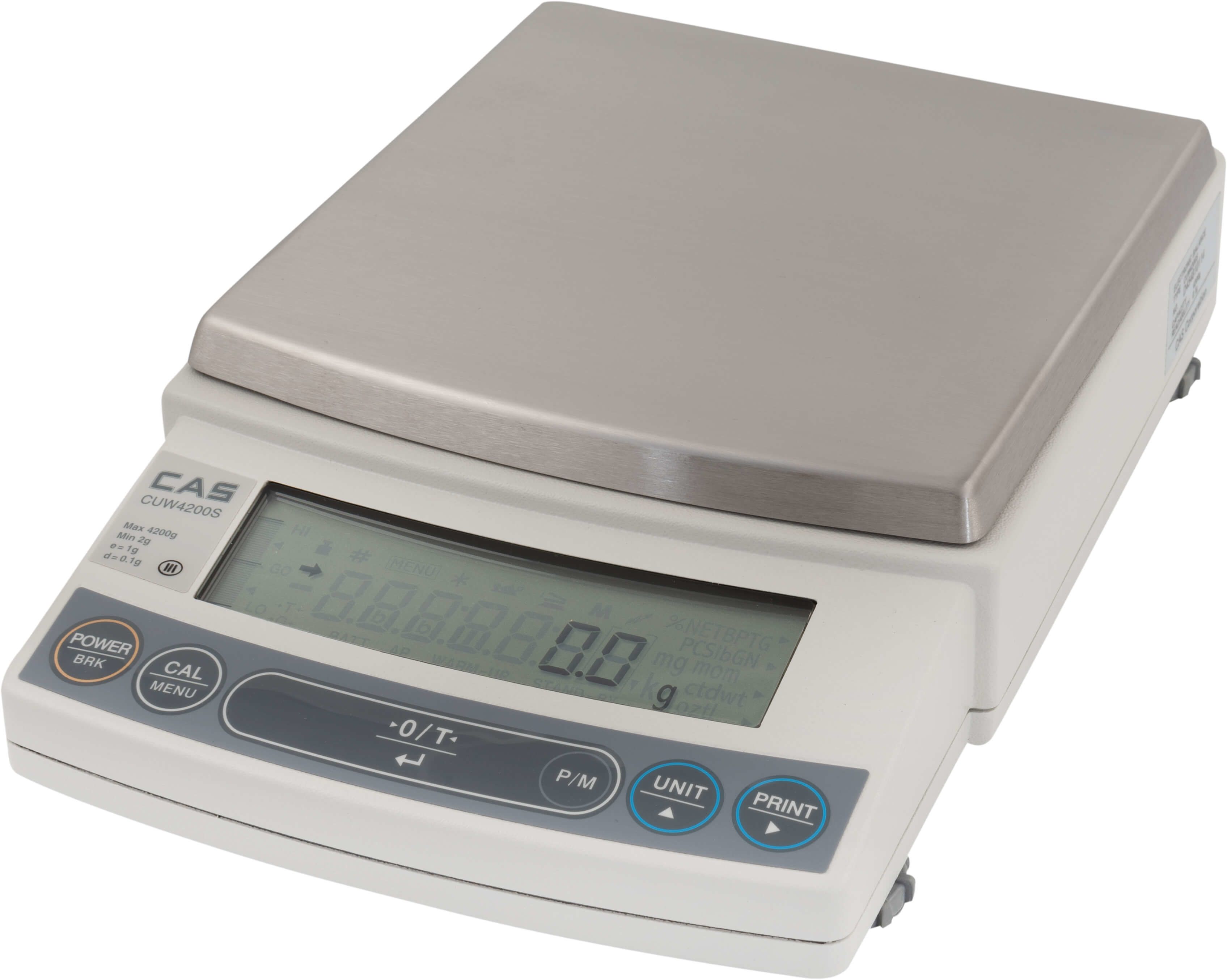 Лабораторные весы CAS CUW-6200HV RS-232, наибольший предел взвешивания (НПВ) 6,2 кг., дискретность 0,01 г.