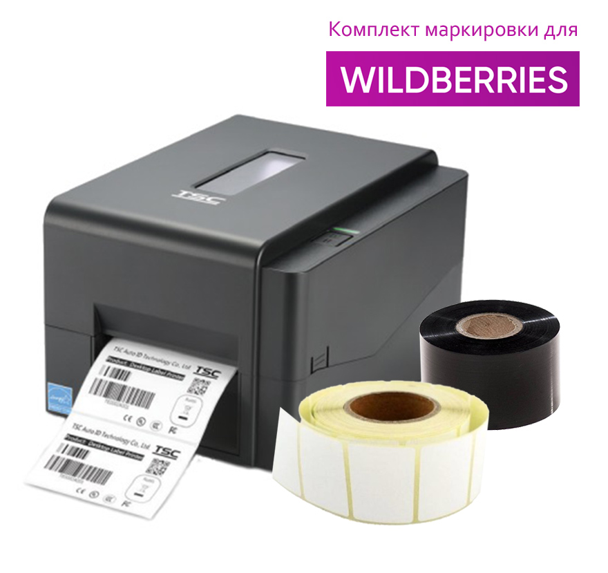 Термотрансферный принтер этикеток TSC TE200 203 dpi USB серый (для маркировки Вайлдберриз) INWB16320
