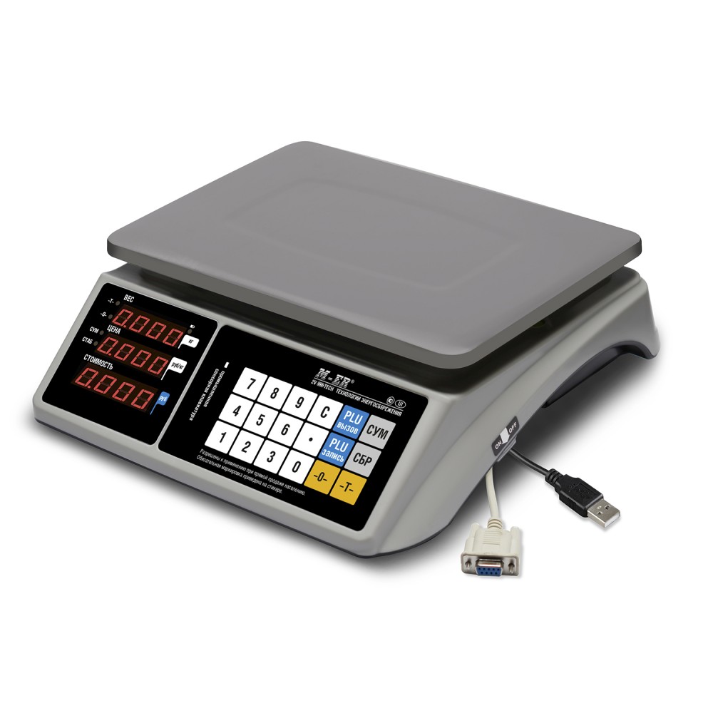 Торговые настольные весы Mertech M-ER 328 AC-15.2 "Touch-M" LED, RS232, USB, предел взвешивания (НПВ) 15 кг., дискретность 5 г. 3159