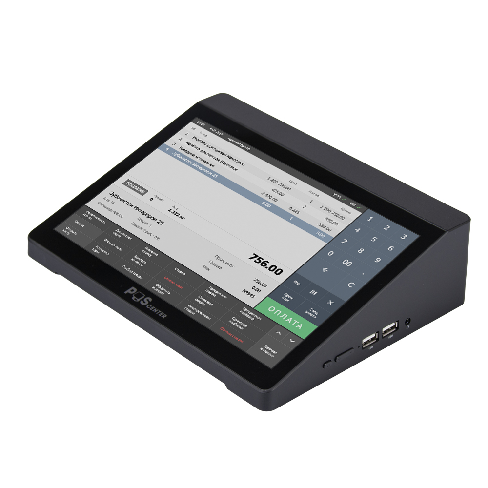 Сенсорный POS-терминал POScenter Prime A, 10.1", Rockchip RK3566 Cortex A55 1.8ГГц, M2 SSD 64 Гб, 4 Гб LPDDR4, без АКБ, Android 11, черный 7994