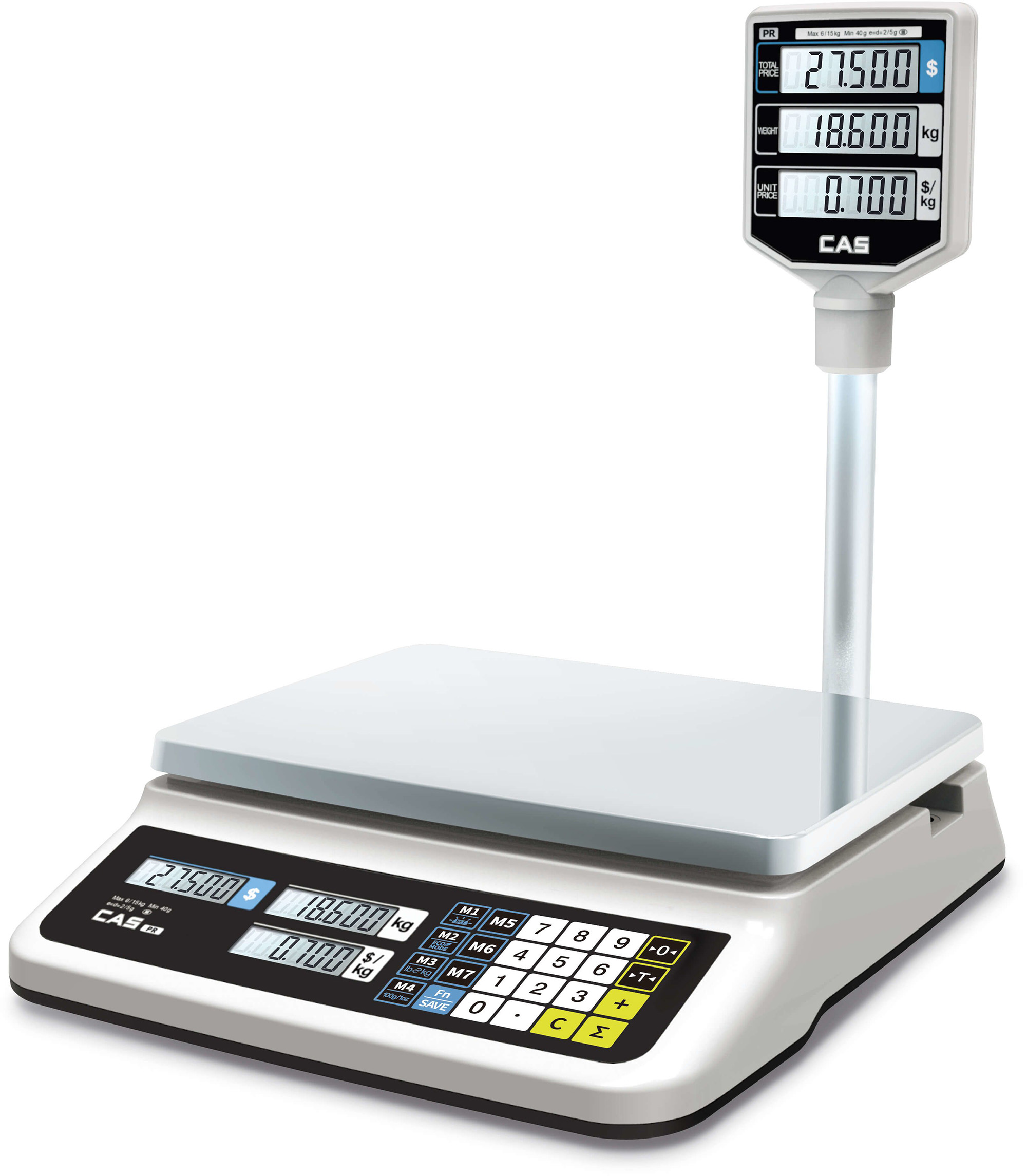 Торговые весы CAS PR-06P RS-232 наибольший предел взвешивания (НПВ) 6/3 кг., дискретность 2/1 г.